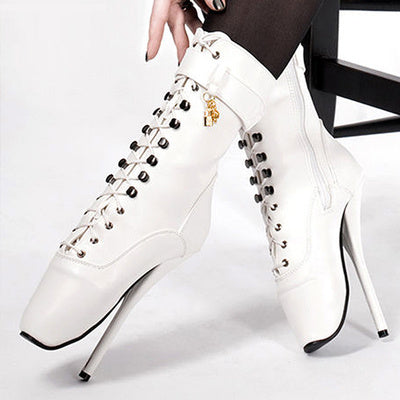 18cm Ballet Stiletto Heels Lace-up Ankle Boots Large Size