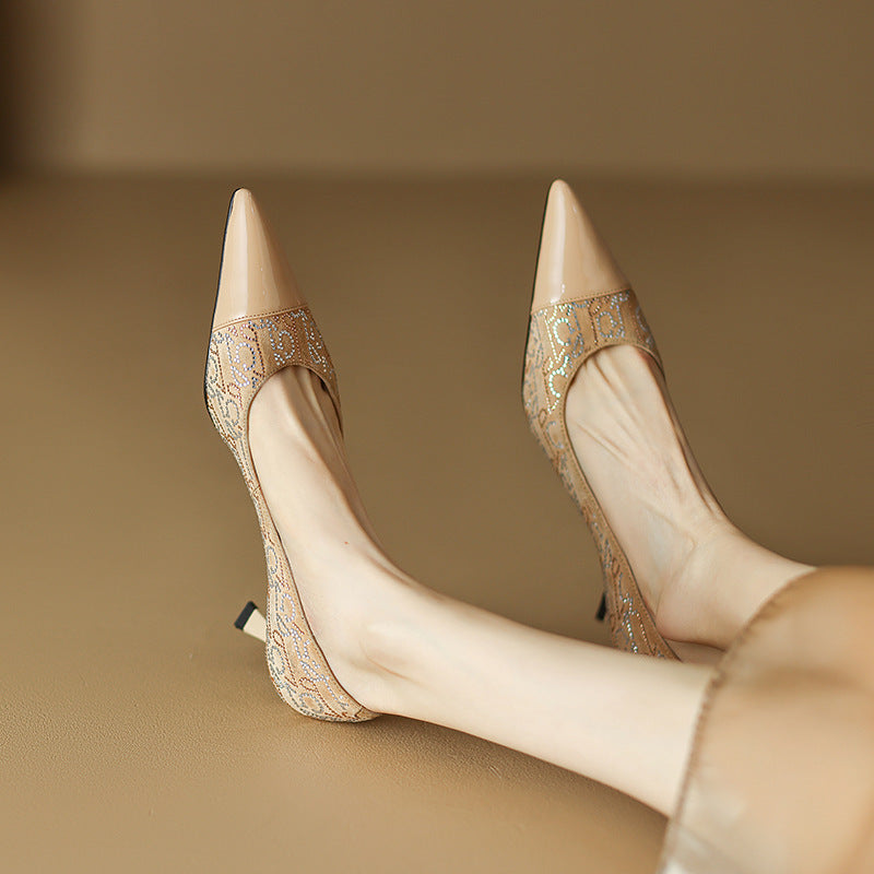 Fine Heel Pointed Shallow Mouth Four Seasons Single Shoes Female