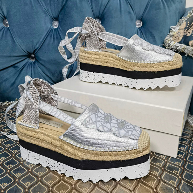 Women's Canvas Straw Twine Platform Sandals