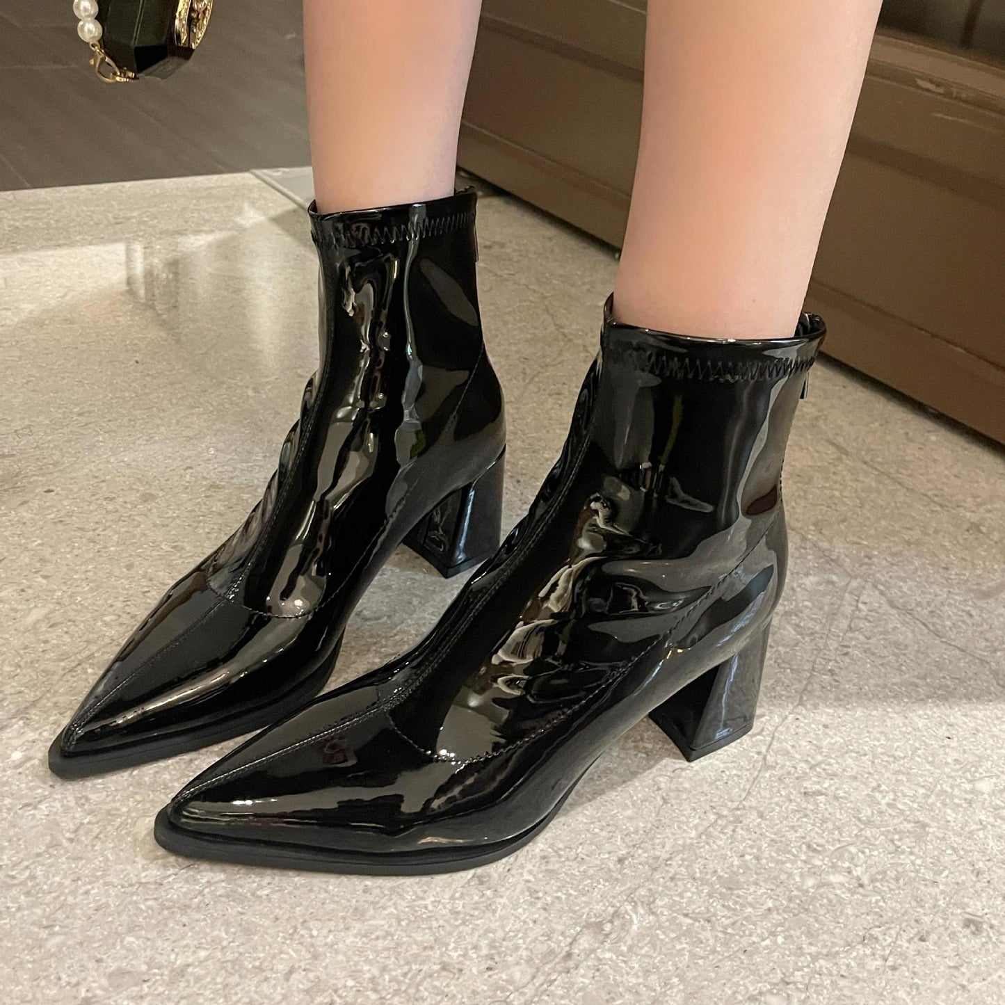 British Style Pointed Personality Fashion Chunky Heel High Heel Booties Women