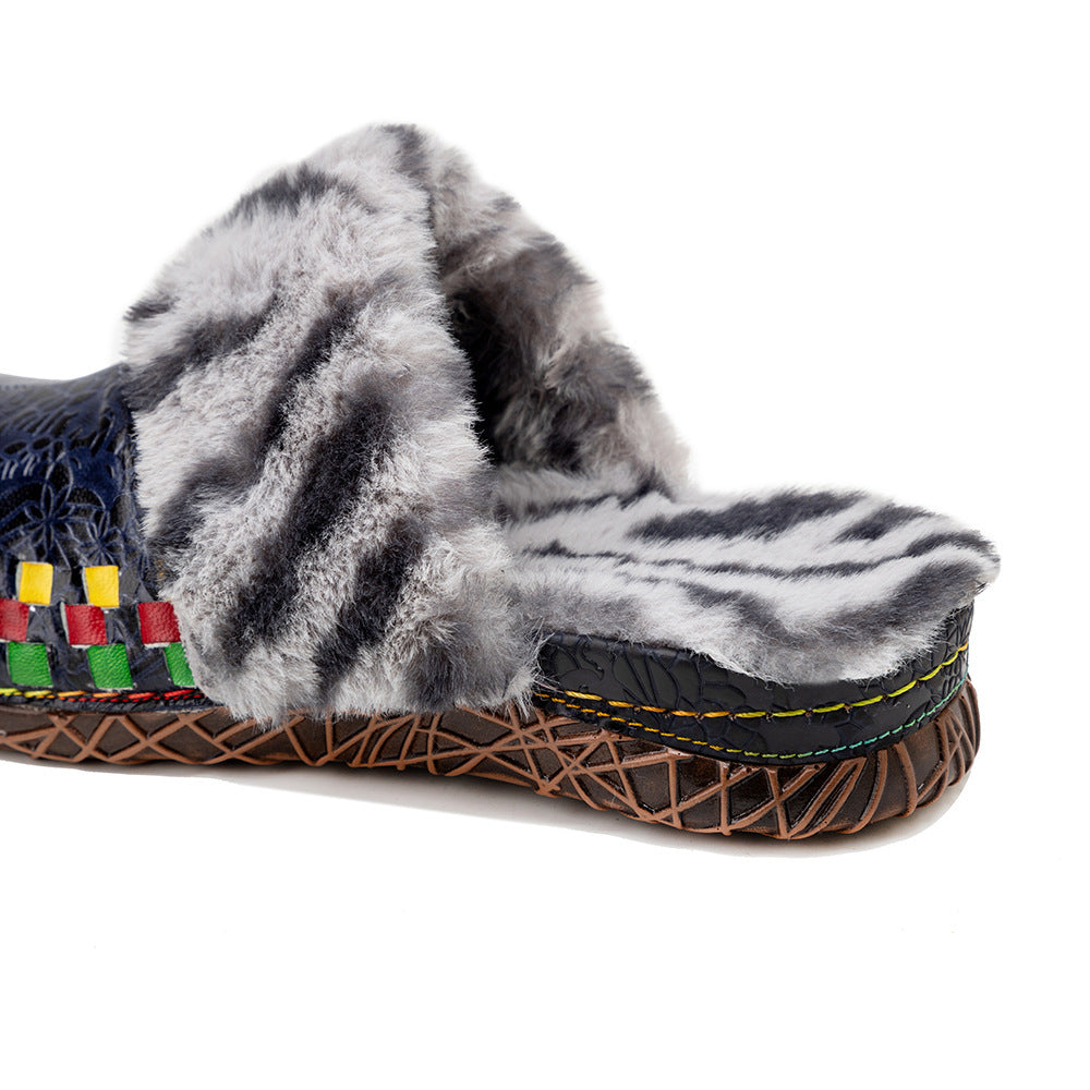 Autumn And Winter New Hairy Slippers Flat Bottom