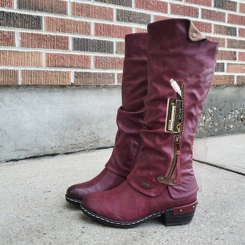 Women's Side Zipper Square Heel Women's Shoes