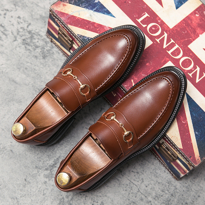All-match Fashion Pointed Casual Leather Shoes Slip-on
