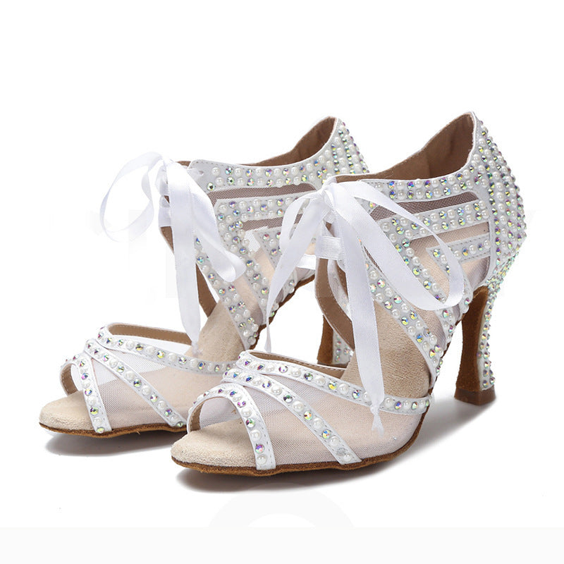 Fashion Lace Up Mesh Latin Dance Shoes