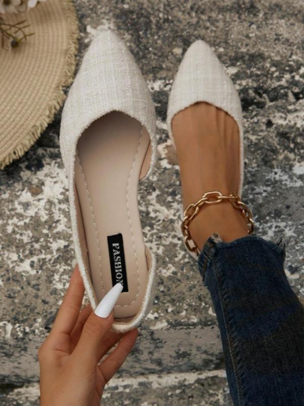 Women's Solid Color Pointed Toe Flat Shoes Fashionable Slip
