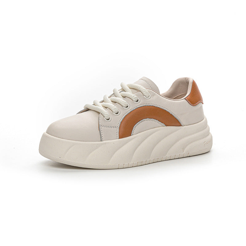 First Layer Cowhide All-Match Platform White Shoes Female