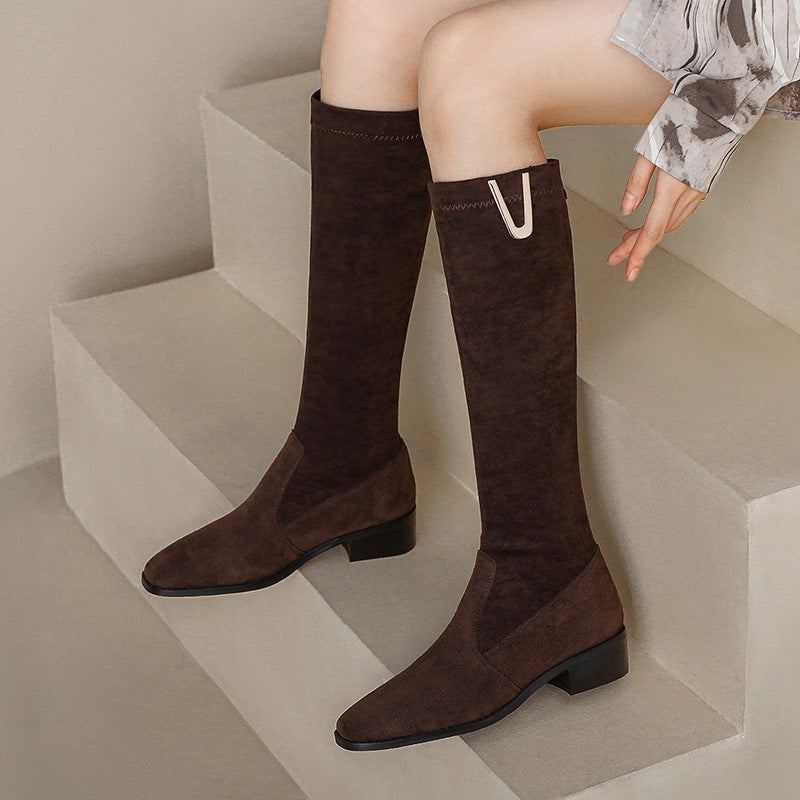 Below The Knee Women's Over-the-knee Skinny Low Heel Large Size Boots