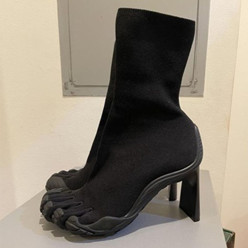 Women's Fashion Simple Five-finger High Heel Stretch Boots