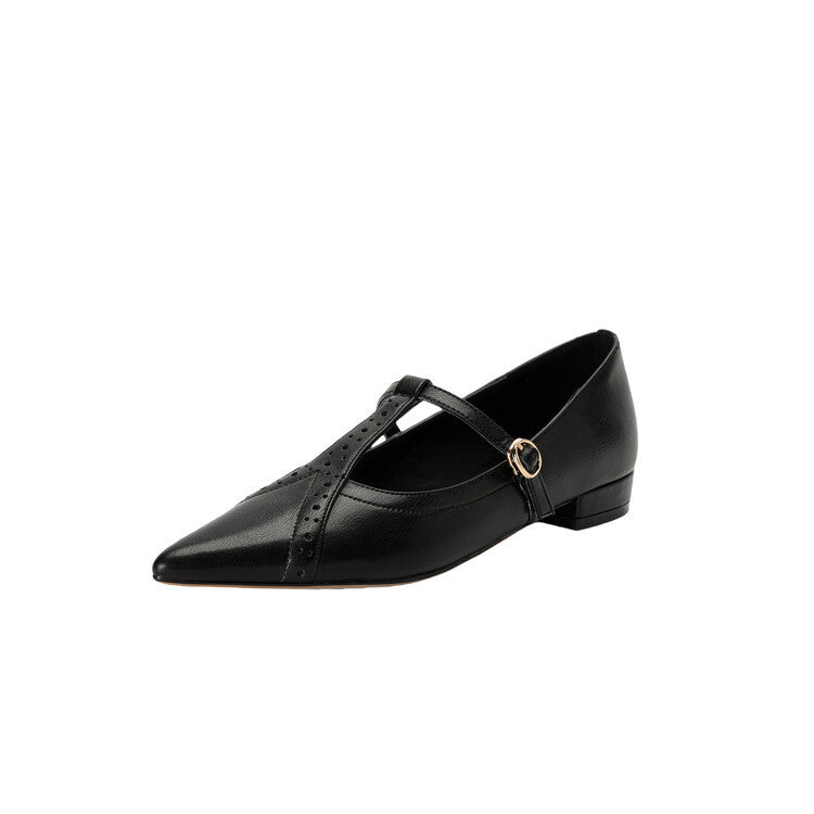 Brown Pointed Low-cut Flat Shoes Soft Bottom Comfortable Shoes With Skirt