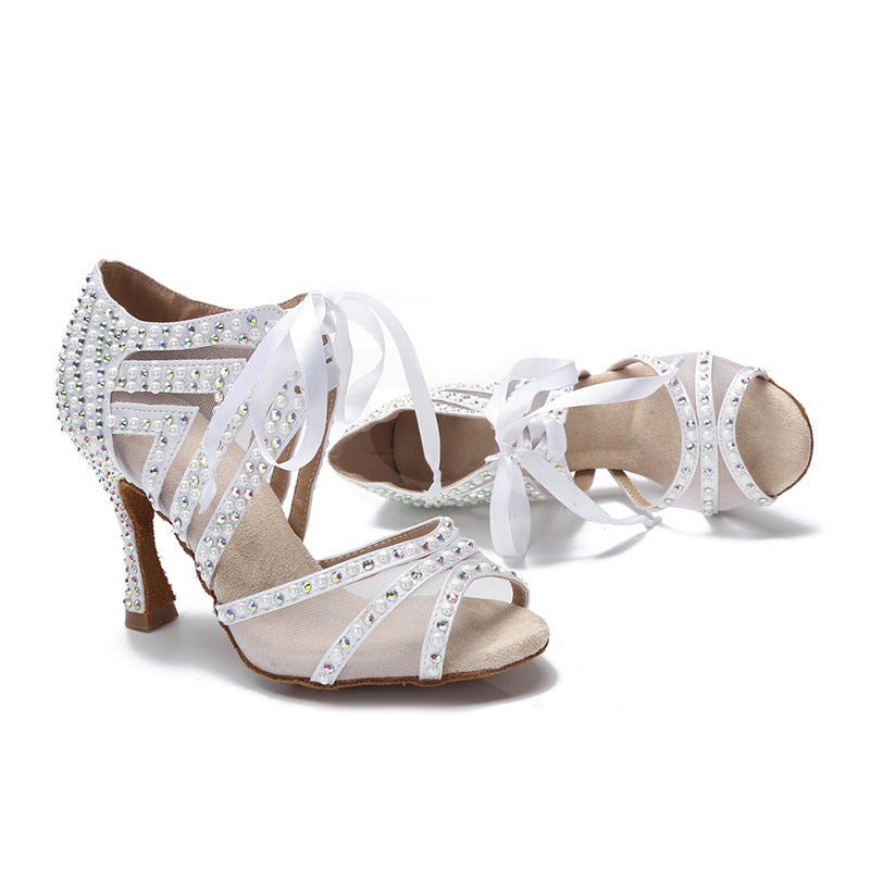 Fashion Lace Up Mesh Latin Dance Shoes