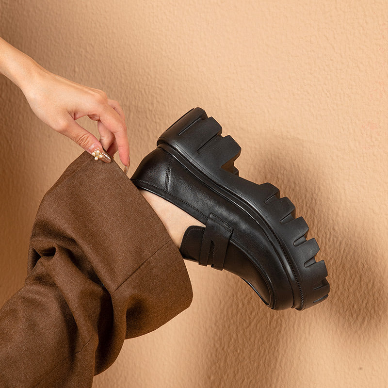 Women's Retro Black Height Increasing Shoes