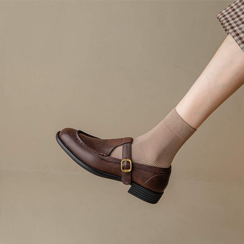 Women's Fashion Retro Leather Mary Jane Shoes