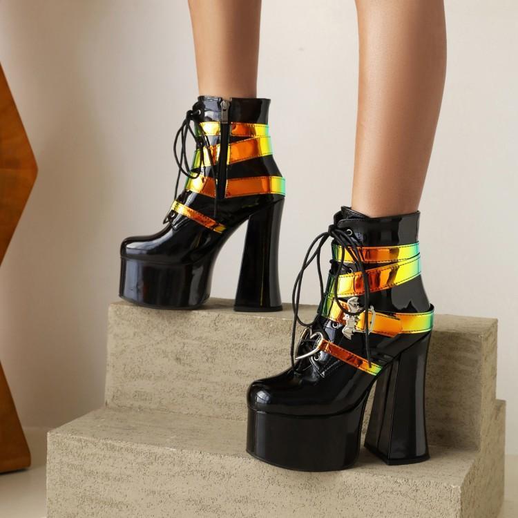 European And American Bar Singer's Thick Heel And Thick Bottom Strap Martin Boots