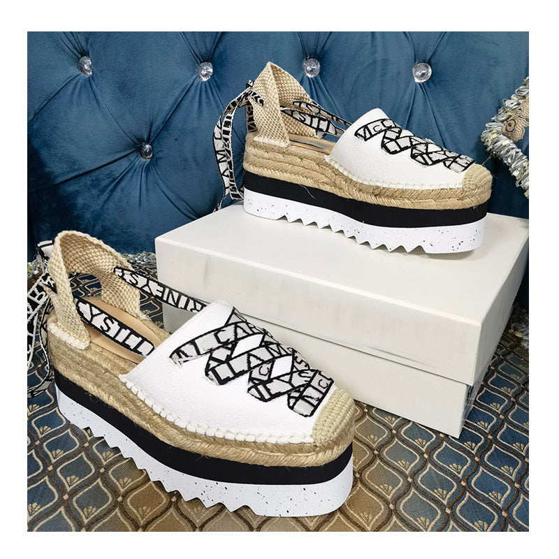 Women's Canvas Straw Twine Platform Sandals
