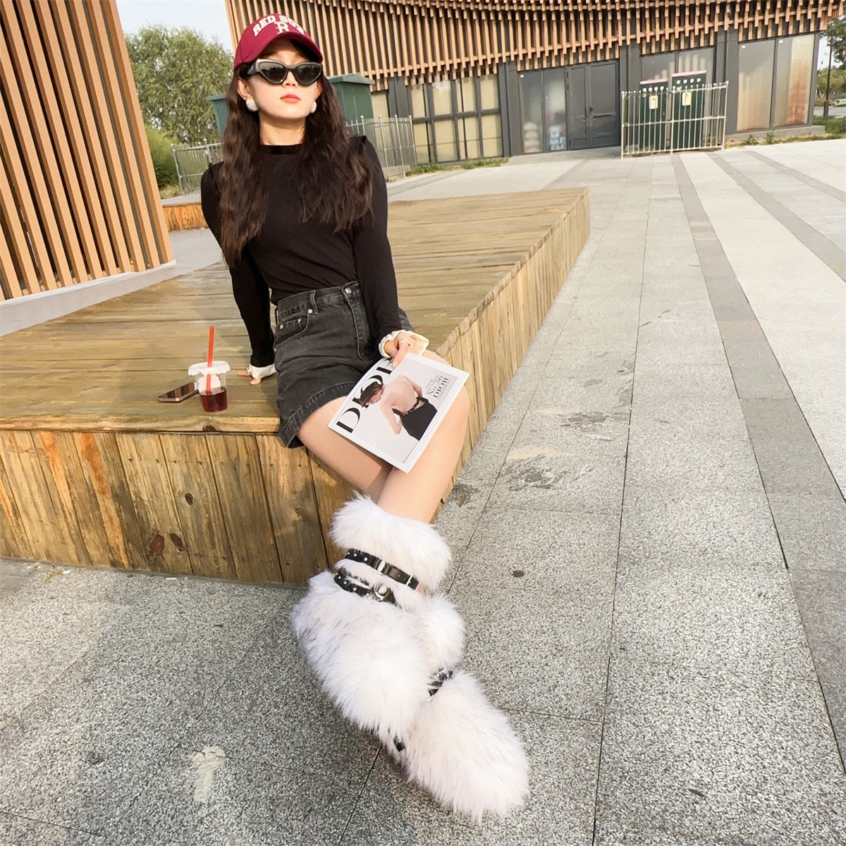 Wool Rivet Slim Fit Dark LASE Up Boots