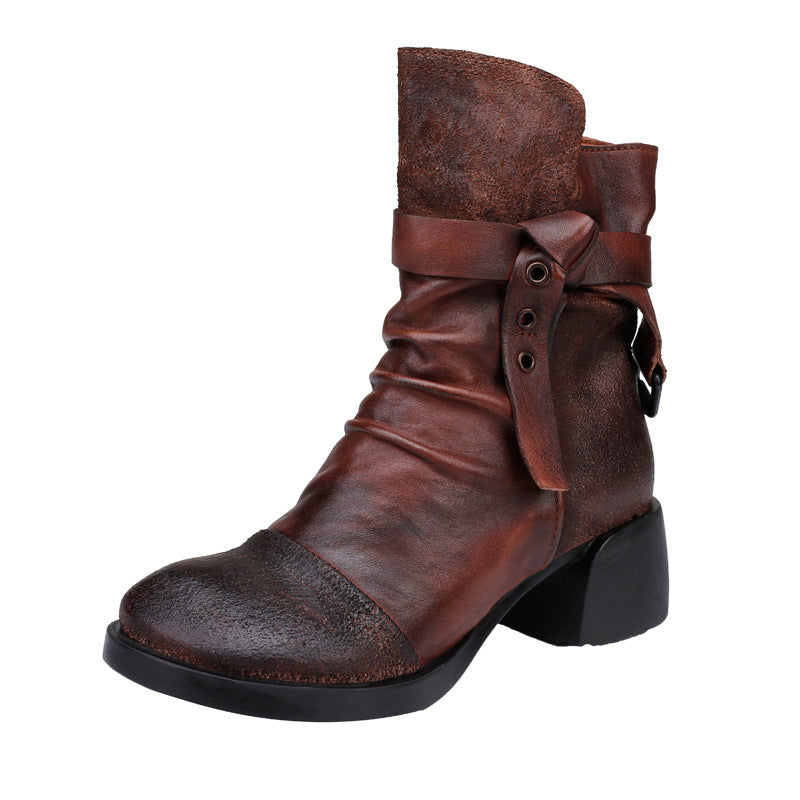 Fashion Personality Women's Retro Chunky Heel Ankle Boots