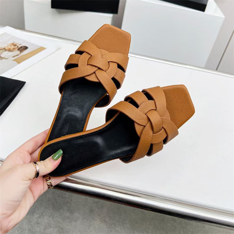 Women's Fashion Simple Cross Mid-height Slippers