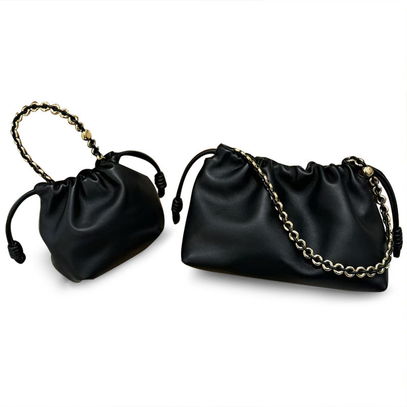 Cowhide Lucky Bag Drawstring Cloud Bag Shoulder Messenger Bag