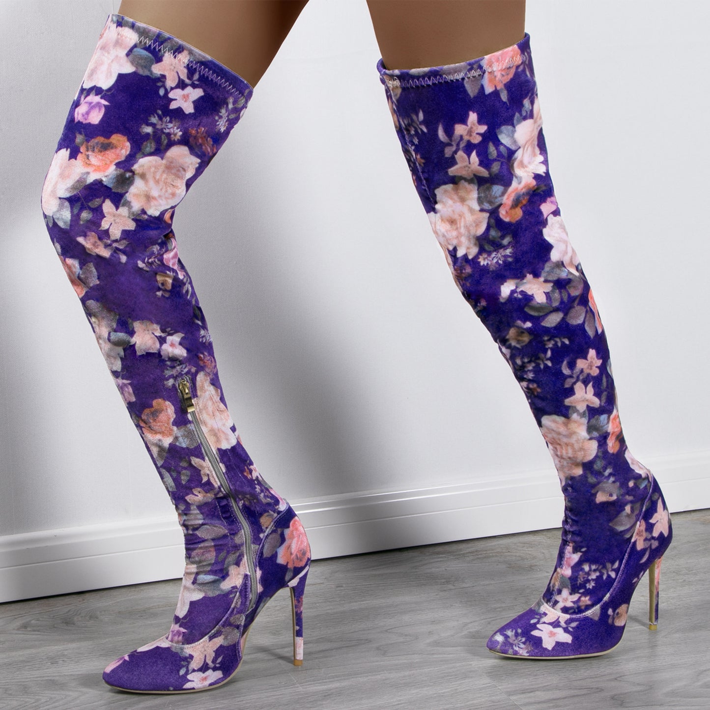New Ethnic Print High-top Stiletto Women's Boots