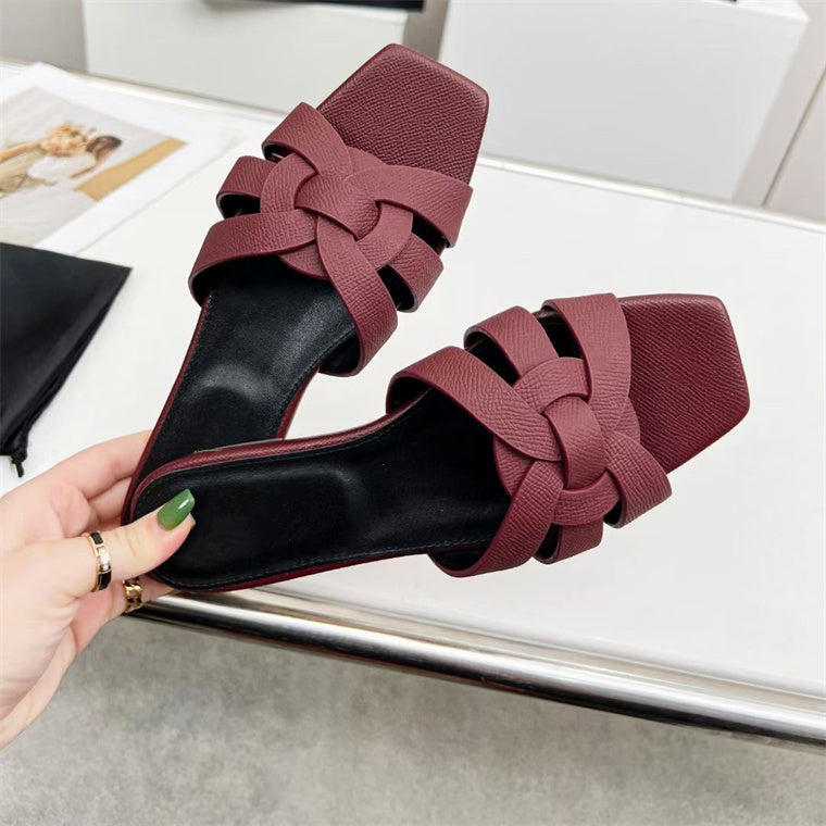 Women's Fashion Simple Cross Mid-height Slippers