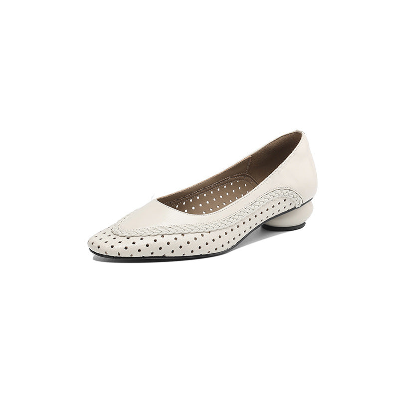 Women's Shallow Mouth Hollow-out Round Toe Mid Heel Plus Size Sandals