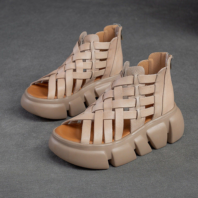 Woven Hollowed Sandals Thick Bottom Breathable