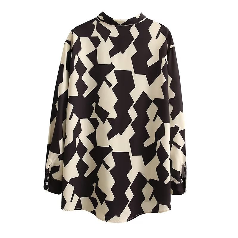 Autumn Tuyere Pocket Decoration Printed Shirt