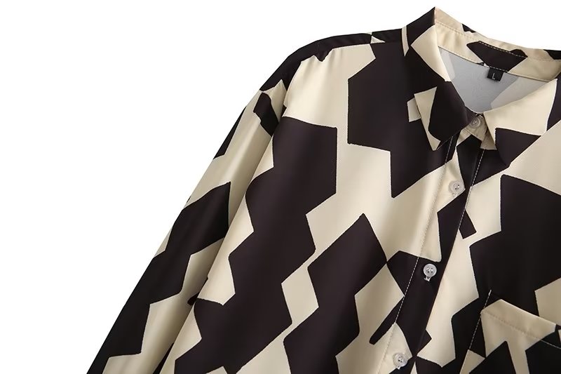 Autumn Tuyere Pocket Decoration Printed Shirt