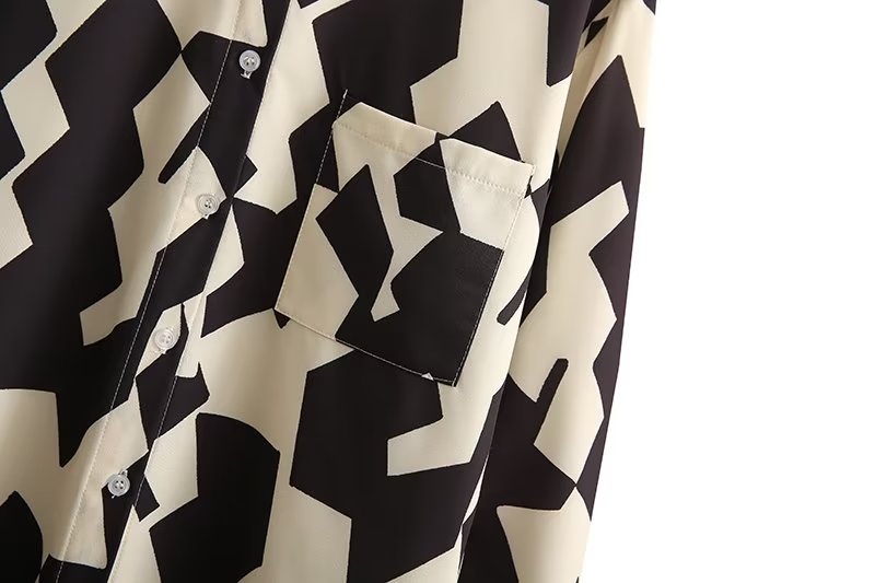 Autumn Tuyere Pocket Decoration Printed Shirt