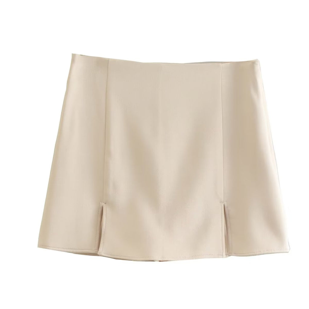 Autumn Three Color Slit Design Texture Culottes