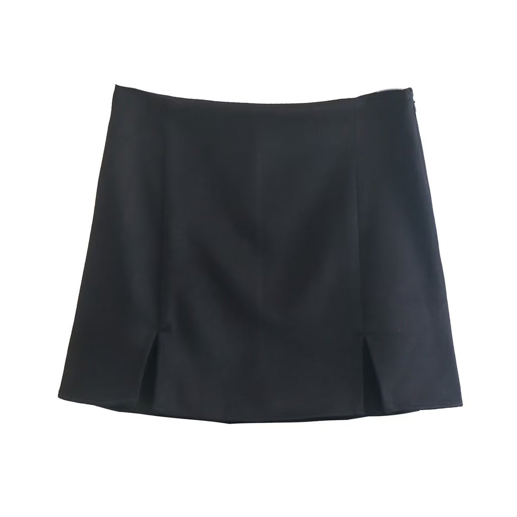 Autumn Three Color Slit Design Texture Culottes