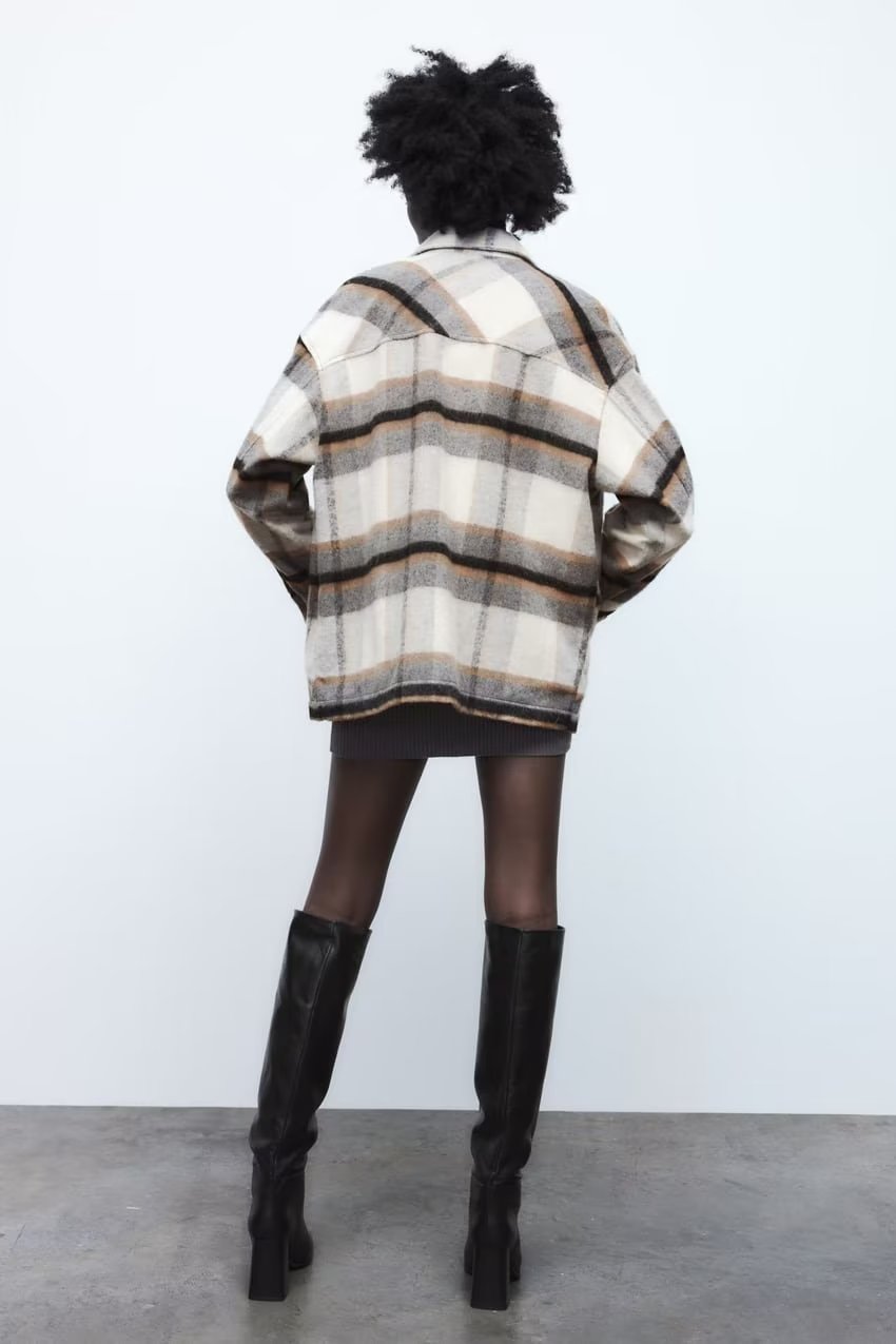 Autumn Winter Plaid Long Shacket