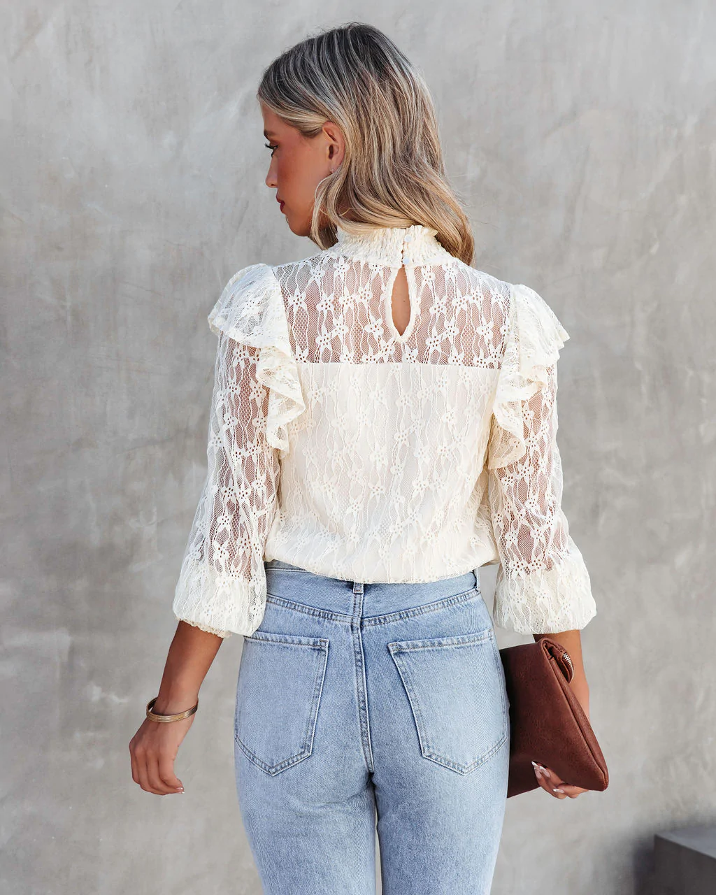 Women Summer Vacation New Gouhua Hollow Lace Lotus Long Sleeve Blouses