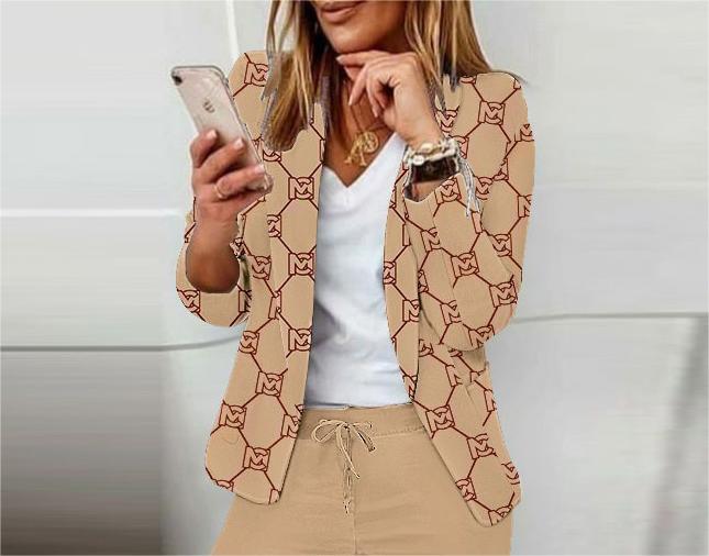 Autumn Winter Floral Print Long Sleeved Casual Small Women Outerwear