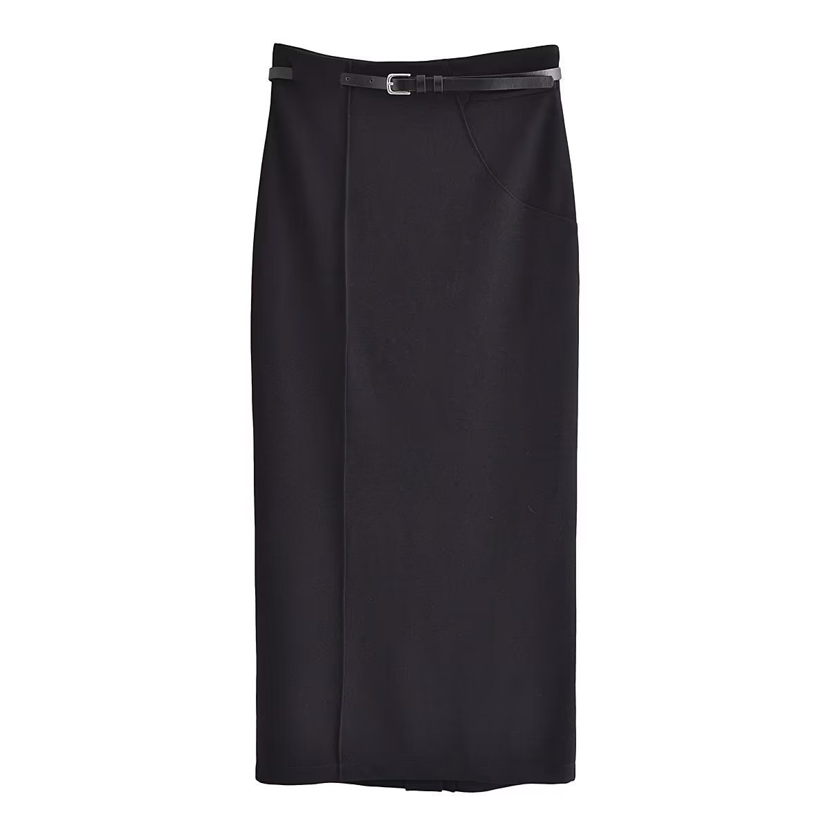 Women Clothing Autumn Winter Sexy with Belt Solid Color High Waist Skirt for Women