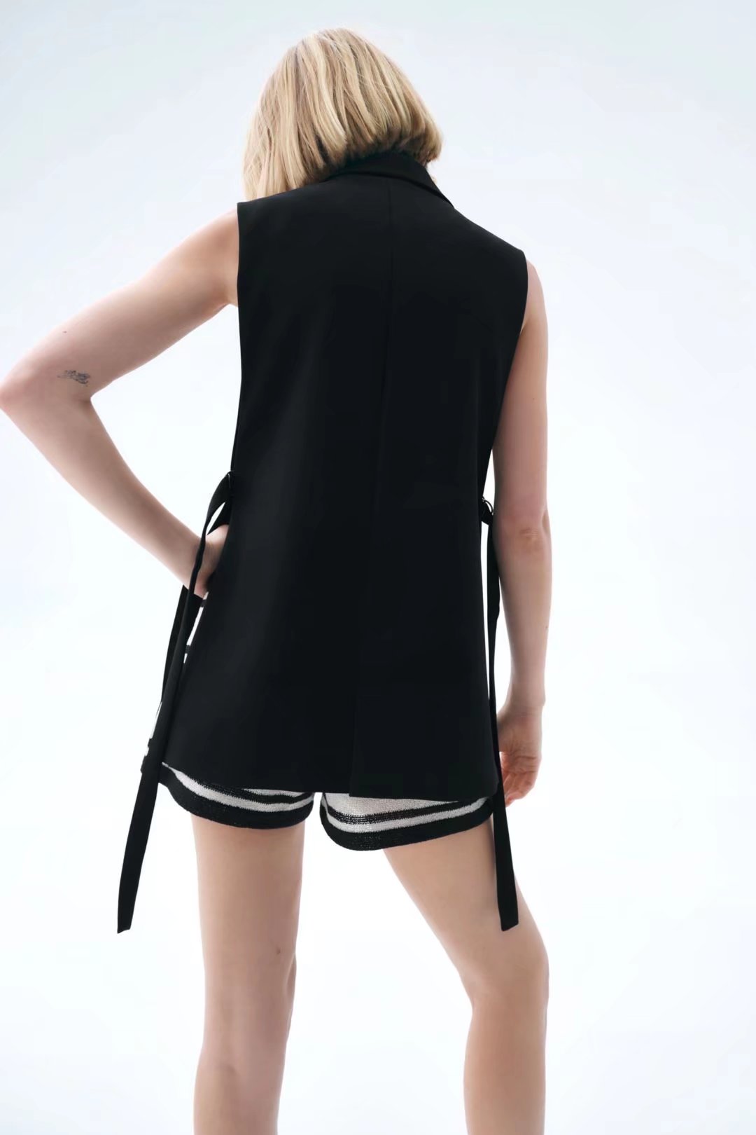 Summer Wind Women Black Slit Vest Casual Office Vest