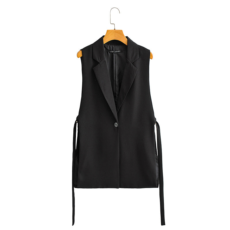 Summer Wind Women Black Slit Vest Casual Office Vest