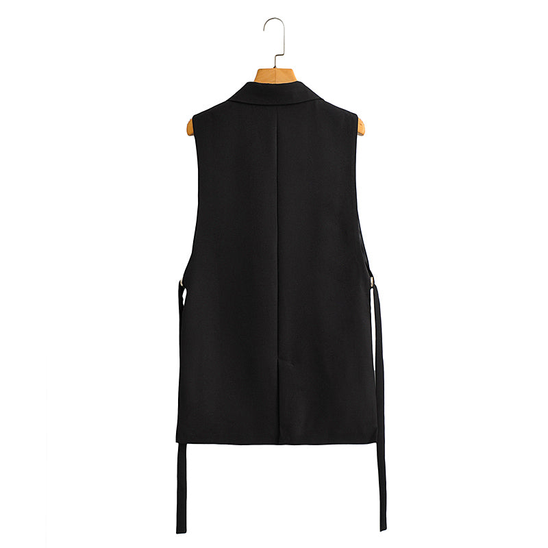 Summer Wind Women Black Slit Vest Casual Office Vest