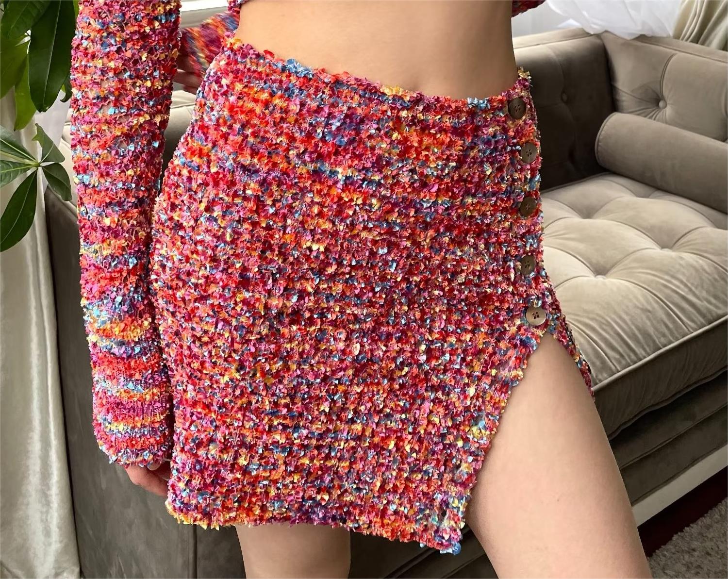 Suéter corto sexy de una sola botonadura con cuello en V y manga larga para mujer