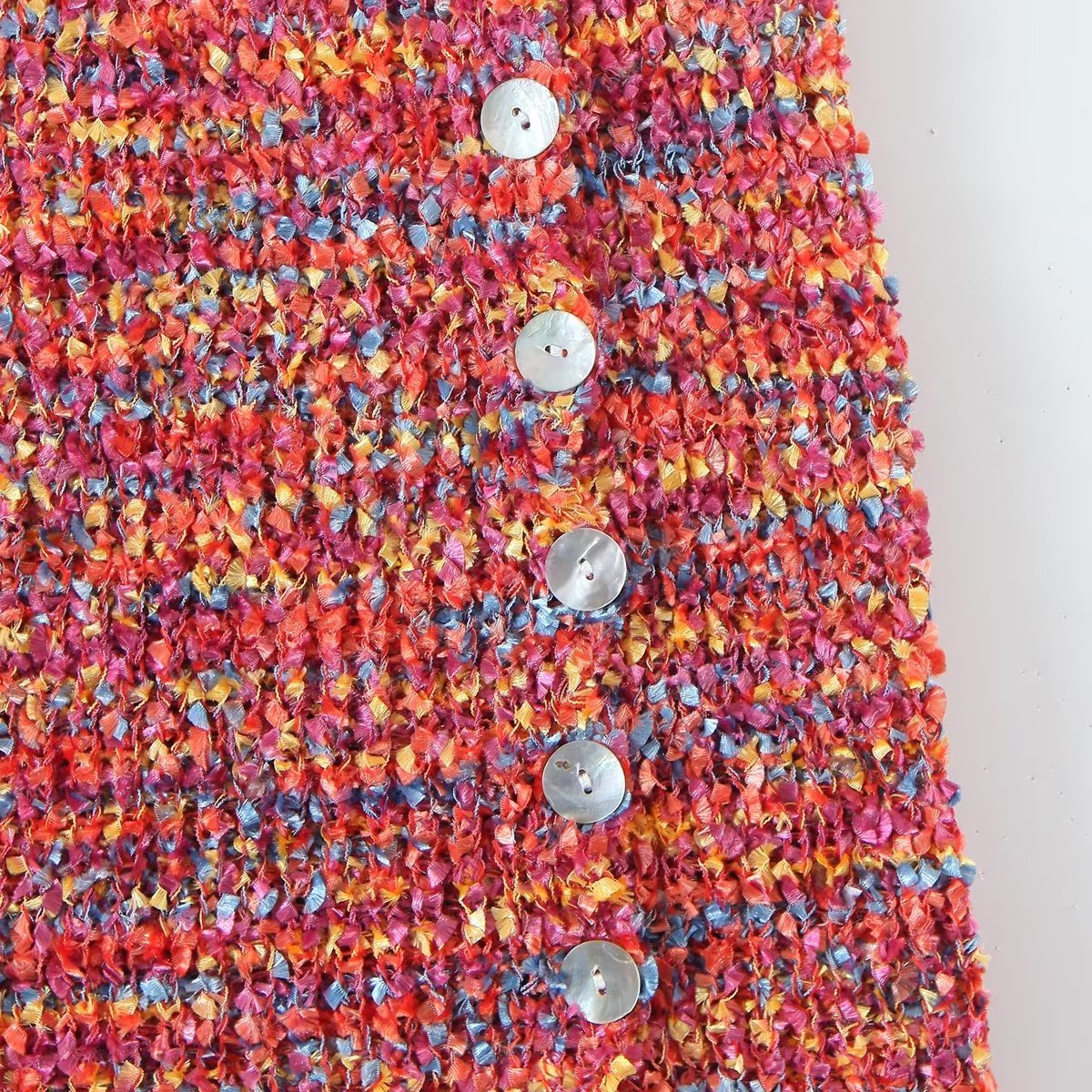 Suéter corto sexy de una sola botonadura con cuello en V y manga larga para mujer