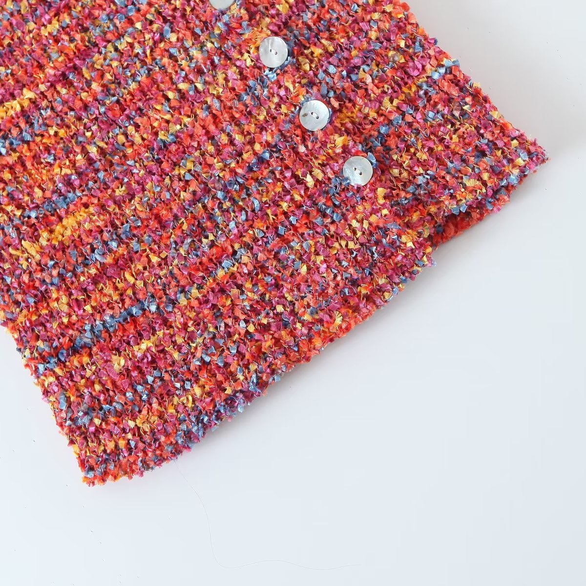 Suéter corto sexy de una sola botonadura con cuello en V y manga larga para mujer