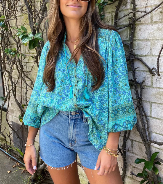 Clothing Floral Loose Shirt Women Summer Thin Spring Top Women Clothing