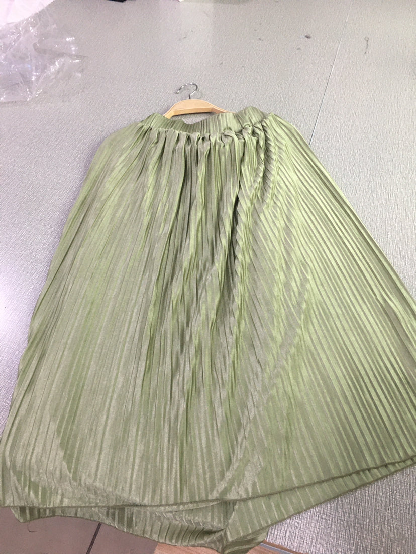 Spring Summer Elastic Waist Box Pleat Split Sexy Tight Casual Mid Waist Classic Mid Length Skirt