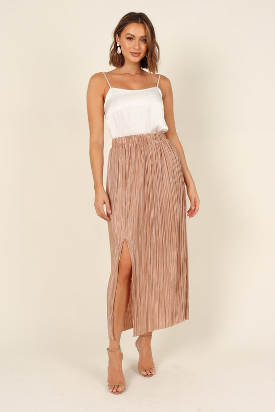 Spring Summer Elastic Waist Box Pleat Split Sexy Tight Casual Mid Waist Classic Mid Length Skirt