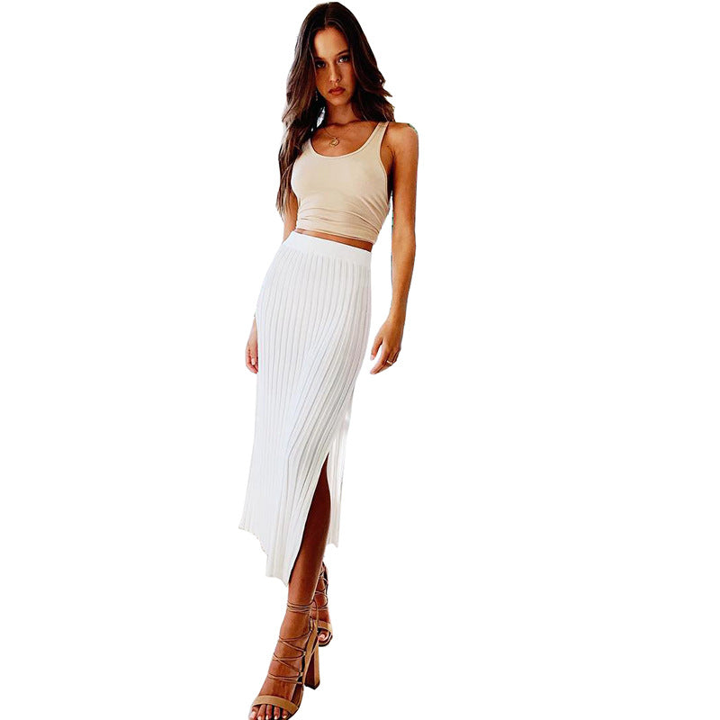 Summer Knitted Internet Celebrity Split Skirt Women Skirt