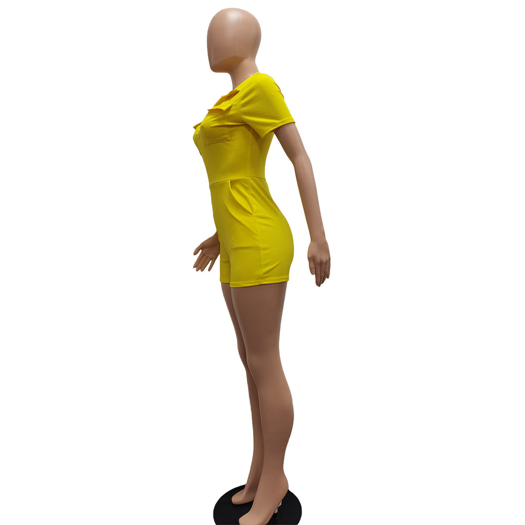 Sexy Solid Color Multi Pocket Jumpsuit