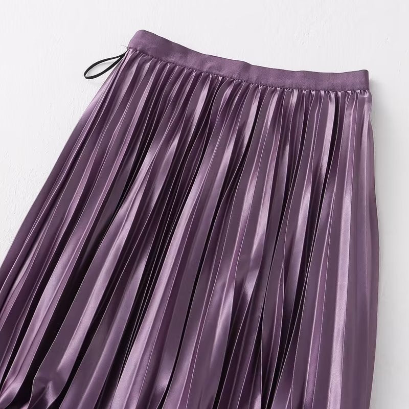 Wear On Both Sides Skirt Women Clothing Summer Casual Elegant Elastic Waist Pleated