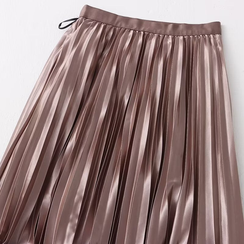 Wear On Both Sides Skirt Women Clothing Summer Casual Elegant Elastic Waist Pleated
