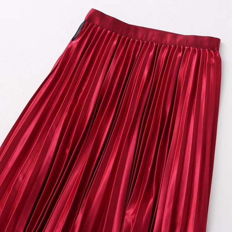 Wear On Both Sides Skirt Women Clothing Summer Casual Elegant Elastic Waist Pleated