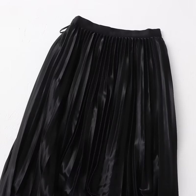 Wear On Both Sides Skirt Women Clothing Summer Casual Elegant Elastic Waist Pleated